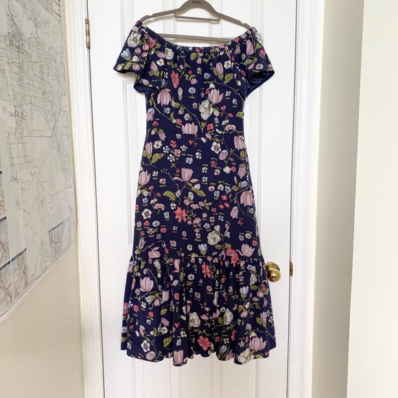Rebecca Taylor silk floral off shoulder dress med - Picture 6 of 12